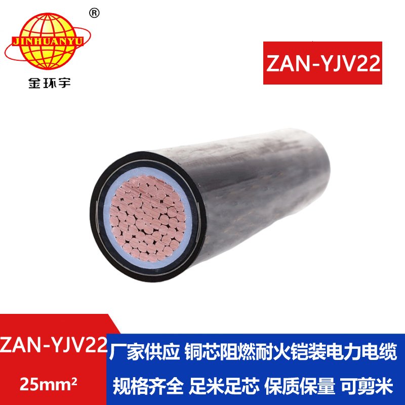 金環宇電纜 深圳yjv22電力電纜ZAN-YJV22-25平方 阻燃耐火鎧裝電纜