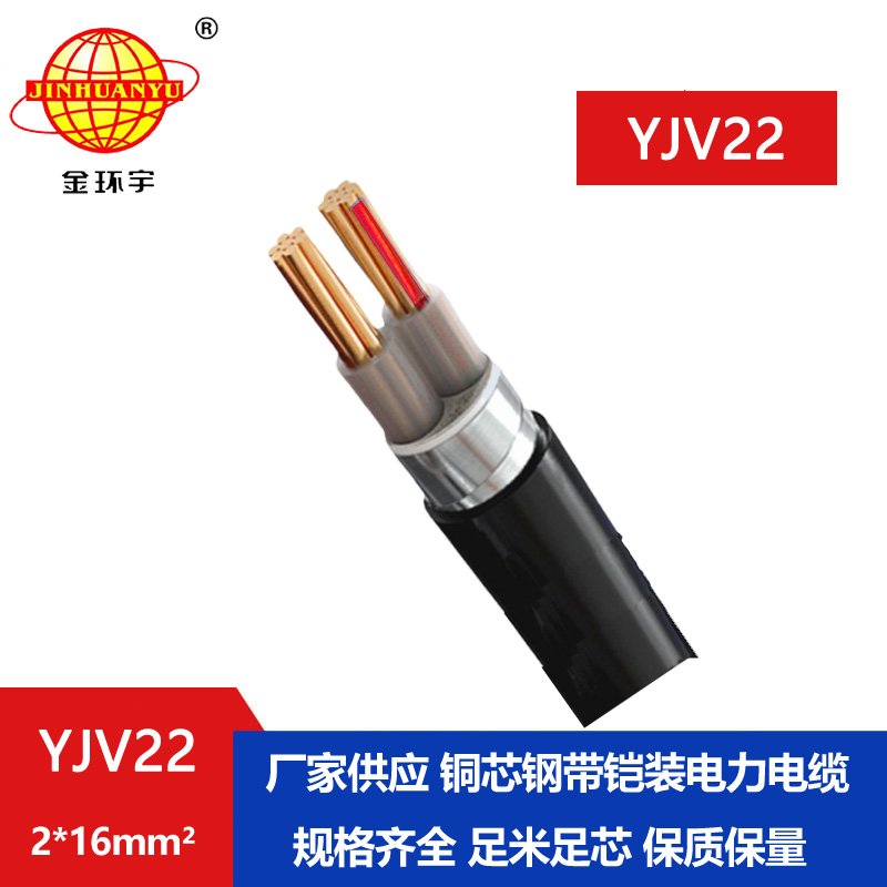 金環宇電線電纜 銅芯鎧裝電纜 YJV22 2X16平方低壓電力電纜