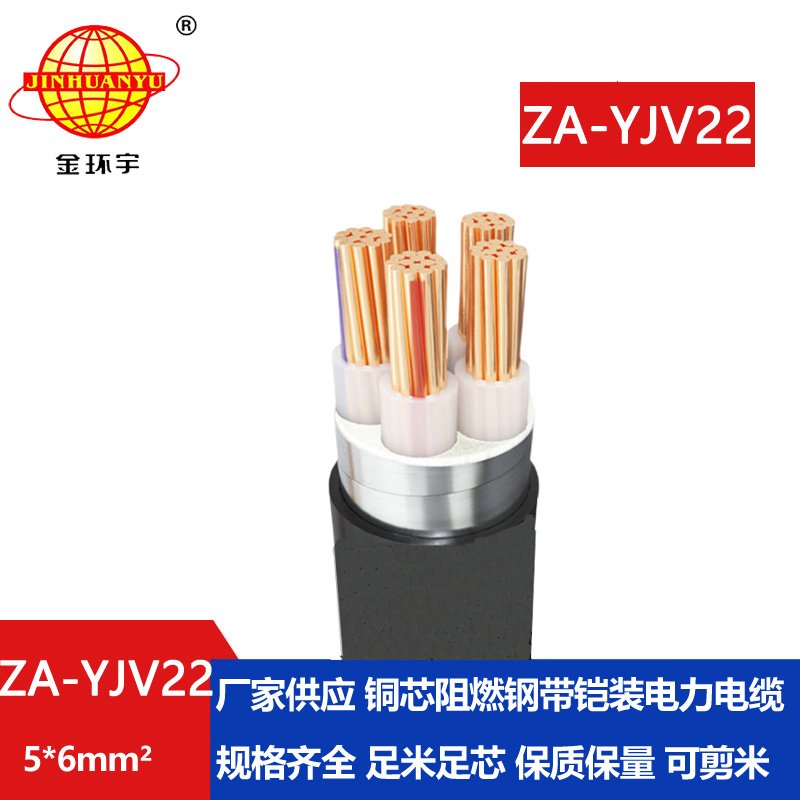 金環宇電纜 深圳阻燃電力電纜 ZA-YJV22-5X6平方  